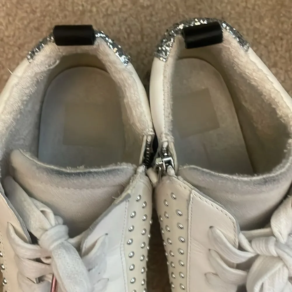 Dolce Vita Nikko Mid Top Studded Leaopard Print Fur Glitter Zip Sneakers Sz 9